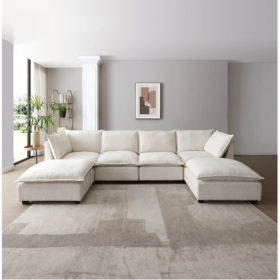 U Shaped Sectional Sofa With Convertible Ottoman (10.8FT)
