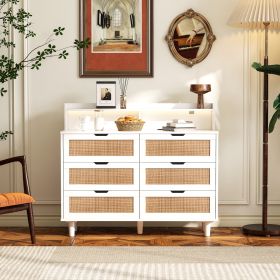 6-Drawer Rattan Dresser With LED & Power Outlet
