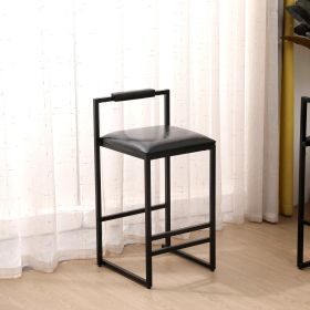 Black PU Leather Bar Stool Set of 2 – Counter Height with Backrest & Footrest