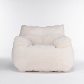 Soft Tufted Foam Bean Bag Chair With Teddy Fabric