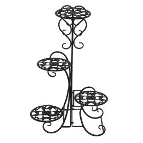 Metal Plant Stand With Floral Design