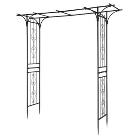 7.1FT Black Flat Top Wrought Iron Courtyard Arch