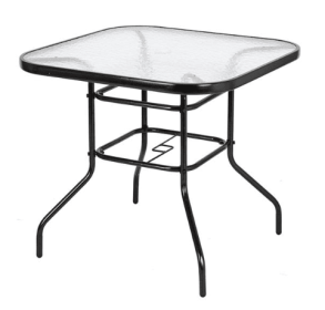 Square Outdoor Dining Table with Toughened Glass – 80x80x70cm