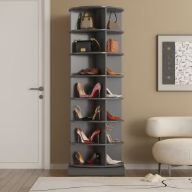 360° Gray Rotating Shoe Cabinet – 7 Layers, 28-Pair Capacity