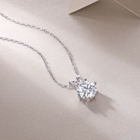 Romantic Mark Luxury Fashion Diamond Pendant Necklace Set With Mosan Diamond Silver Ornaments