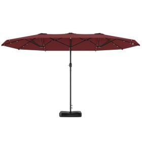 Outdoor Beach Umbrella With Solar LED Lights – Double Canopy