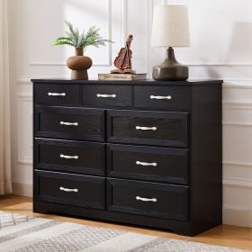 9-Drawer Dresser With Antique Handles (Black)
