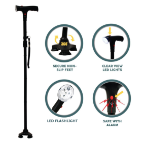 Adjustable LED Walking Cane With SOS Alarm