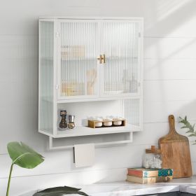 Two-Door Wall Cabinet With Glass Doors And Open Shelf