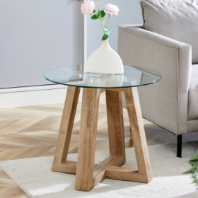 Modern Round Table With Clear Tempered Glass Top