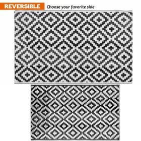 6x9ft Black and White Camping Carpet – Durable, Reversible Outdoor Rug