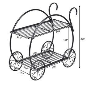 Heavy Duty Two-Tier Metal Flower Cart Stand