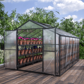 8’ x 12’ Heavy-Duty Outdoor Aluminum Greenhouse – Walk-In With Double Doors