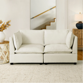Modern Chenille Comfy Upholstered Love Seat