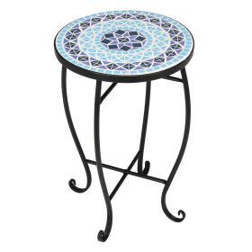 Round Side Table With Mosaic Patterned Top