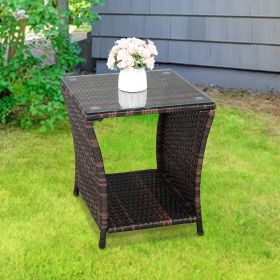 Iron Frame Rattan Side Table
