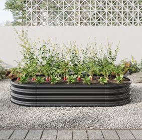 Raised Garden Bed Outdoor Oval Metal Planter, 70" x 35", Black