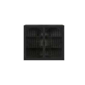 Two-Door Wall Cabinet With Glass and Woven Metal Pattern