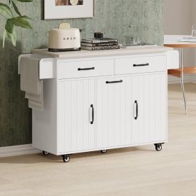 Kitchen Island Cart – 51-Inch Cabinet with Trash Storage & Drop Leaf