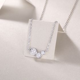 White Dew Luxury Fashion Diamond Pendant Necklace Set With Mosan Diamond Silver Ornaments