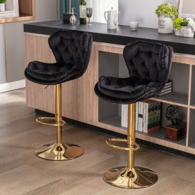 Set of 2 Swivel Velvet Bar Stools With Chrome Base and Adjustable Height