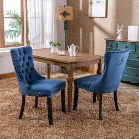 Modern Tufted Velvet Dining Chairs with Solid Wood Legs – Set of 2