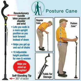 Posture Walking Stick Cane – Adjustable Folding Trekking Pole for Men & Women