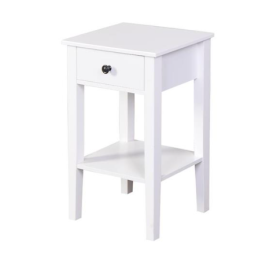 Bedroom Side Table With Drawers (White)