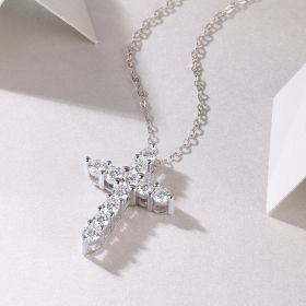 Faith Luxury Fashion Diamond Pendant Necklace Set With Mosan Diamond Silver Ornaments