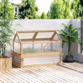 Raised Garden Bed With Polycarbonate Greenhouse, 48" x 24", Natural Wood