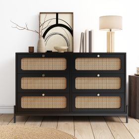 Modern Rattan 6-Drawer Dresser