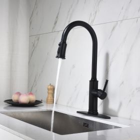 Matte Black Pull-Down Kitchen Faucet – Single Handle Dual-Function Sprayer