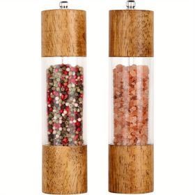 2-Piece Acrylic & Wood Salt And Pepper Grinder Set (Manual Grind)