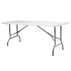 6' Lightweight Plastic Folding Rectangular Table – Portable Indoor & Outdoor