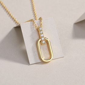 Light & Shadow Geometry Moissanite Necklace – Gold-Plated Geometric Edition