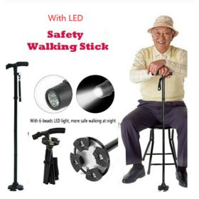 Folding LED Walking Stick Cane – Adjustable With Flashlight