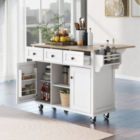 Kitchen Cart – Drop-Leaf Countertop with Cabinet, Drawers & Storage Racks