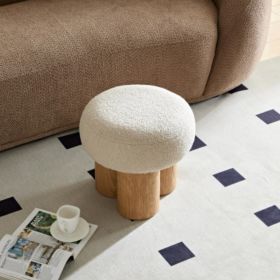 Mushroom Stool with Grieg Plush Cushion – Walnut Finish