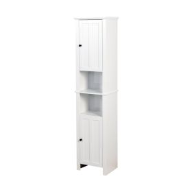 Durham White Bathroom Floor Cabinet – 2 Doors, 6 Shelves