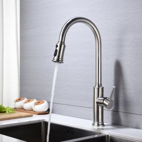 Brushed Nickel Pull-Down Kitchen Faucet – Single Handle High Arc