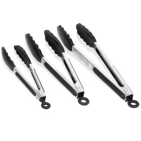 Stainless Steel Kitchen Tongs Set – 3-Piece Silicone Grip BBQ & Cooking Tongs