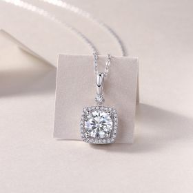 Innocent Mary Luxury Fashion Diamond Pendant Necklace Set With Mosan Diamond Silver Ornaments