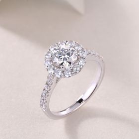 Luxury Fashion Large Diamond Wedding Ring With Moissanite Silver Ring (Option: Six)