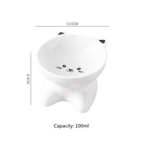 Pet Food Bowl Cat Face Shape (Small)(Ceramic) (Option: Black 2in1)