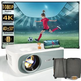 4K True 1080P High-Definition Projector C55 with WiFi & Bluetooth (Color: White)