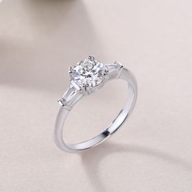 Luxury Fashion Diamond Wedding Ring Classic Set With Moissanite Silver Ring (Option: Six)