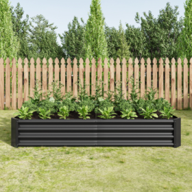 Raised Garden Bed – 6x3ft Metal Outdoor Planter (Color: Black)
