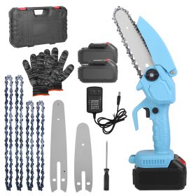 PowerCut Mini Chainsaw – Cordless Handheld 4" & 6" Set (Color: Blue)