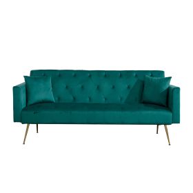 Modern Velvet Wood Frame Sofa (Color: Green)