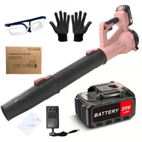 Cordless Leaf Blower Handheld with 4.0Ah Battery & Fast Charger (Color: Pink)